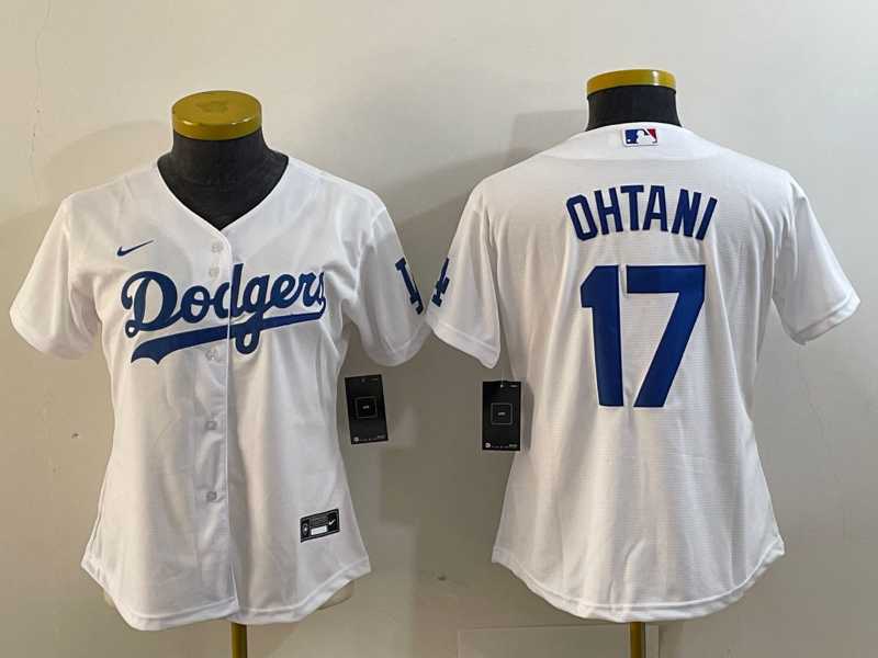 Women's Los Angeles Dodgers #17 Shohei Ohtani White Stitched Cool Base Nike Jersey